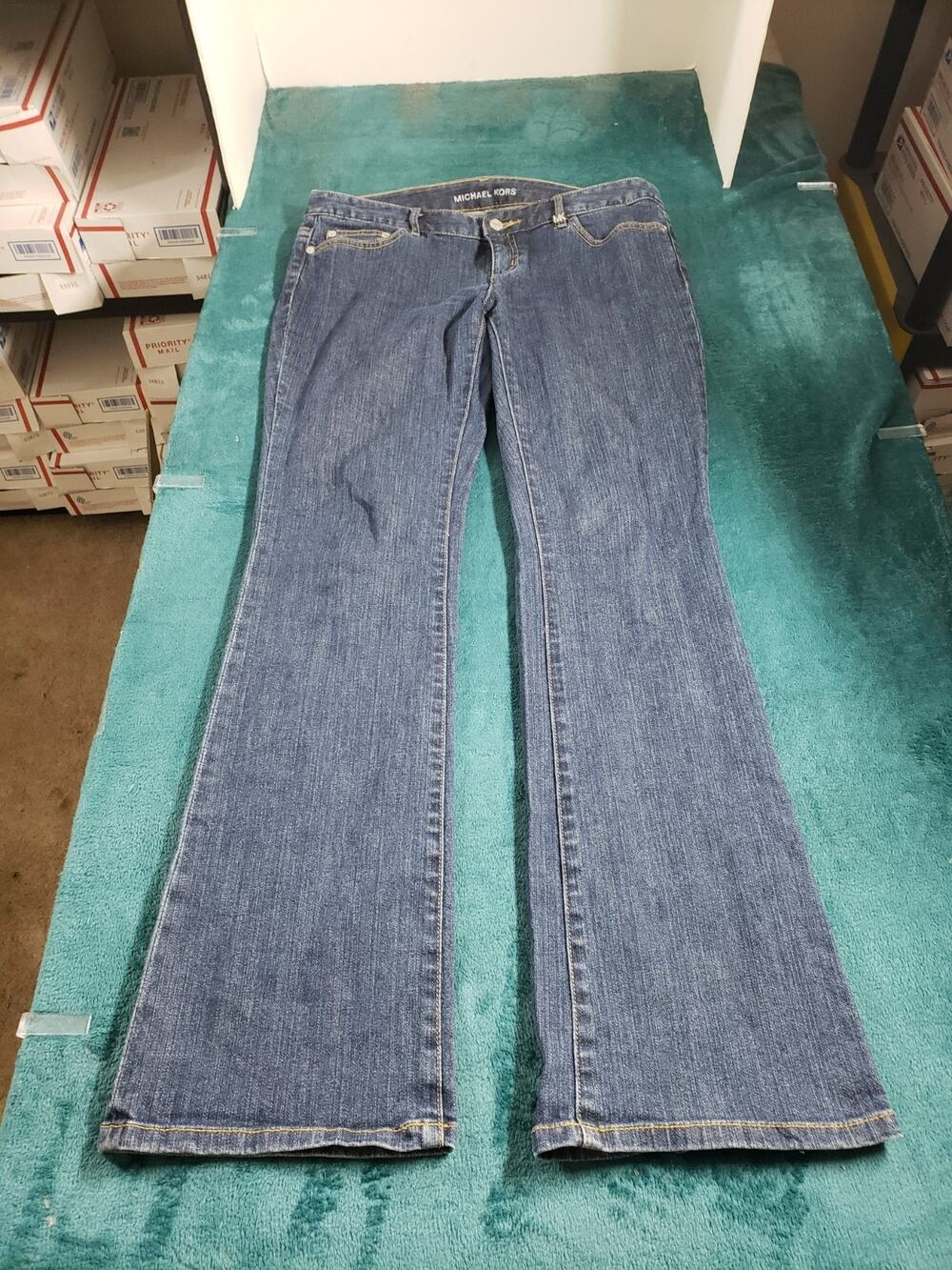 Michael Kors Jeans Size 8 Women Blue Pants Stretch Flared Wide Leg Bootcut USA
